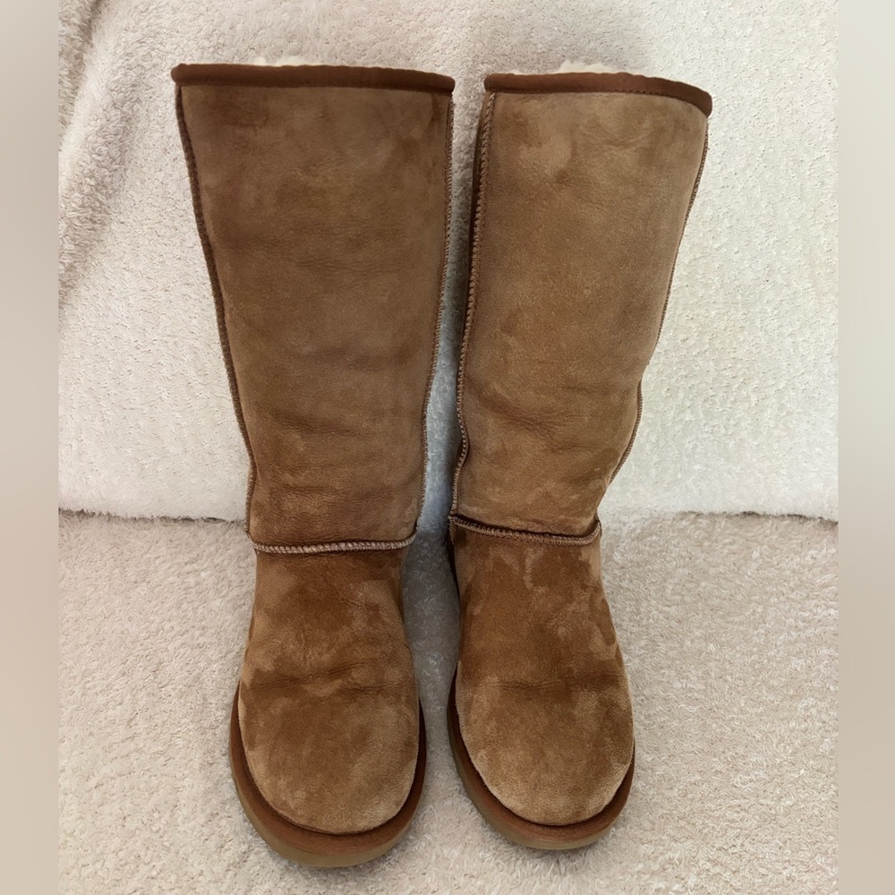 UGG Classic II Tall Shearling Lined Boots in Chestnut Brown Suede